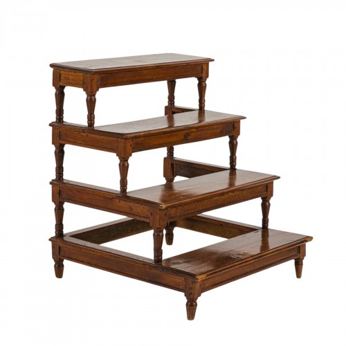 19th Century, Italian Neoclassical Walnut Library Staircase