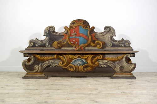 18th century, Pair of Baroque Tuscany Lacquered Wooden Benches - 
