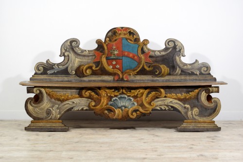18th century - 18th century, Pair of Baroque Tuscany Lacquered Wooden Benches