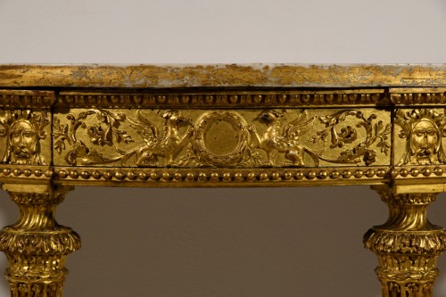 Antiquités -  18th Century, Italian Neoclassical Carved Giltwood Demi-lune Console