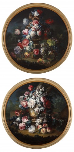 18Th century, Italian Pair Still Life by Michele Antonio Rapous - Paintings & Drawings Style Louis XV