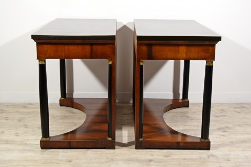 Empire - Paire de grandes consoles Empire en bois laqué, Toscane, début du XIXe siècle