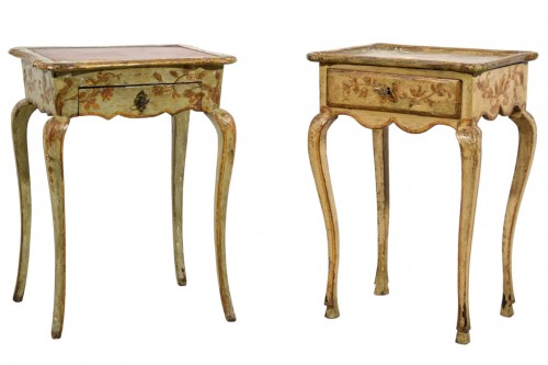 18th Century, Two Italian Rococo Lacquered Wood Side Table