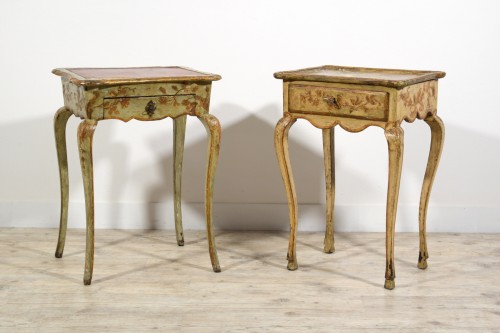 18th Century, Two Italian Rococo Lacquered Wood Side Table - Furniture Style Louis XV