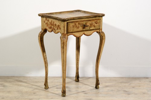 18th Century, Two Italian Rococo Lacquered Wood Side Table - 