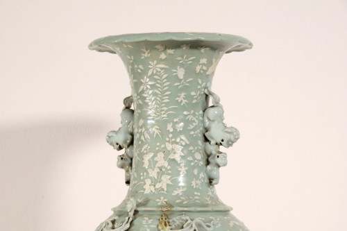Antiquités - Grand vase en porcelaine céladon, Chine XIXe siècle