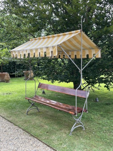  - Garden Bench in Wood and Wrought Iron, Italy 19th Century