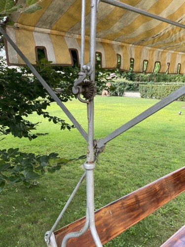 Antiquités - Garden Bench in Wood and Wrought Iron, Italy 19th Century