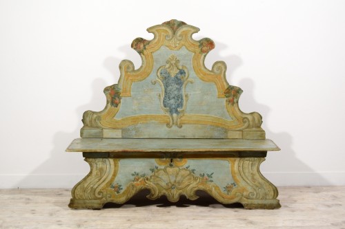 First Half 18th Century, Italian Lacquered Wood Bench - Seating Style Louis XIV