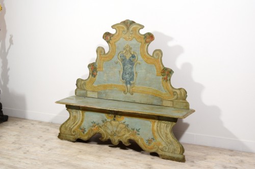 Seating  - First Half 18th Century, Italian Lacquered Wood Bench
