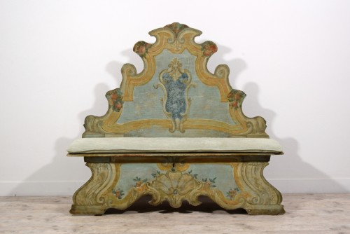 18th century - First Half 18th Century, Italian Lacquered Wood Bench
