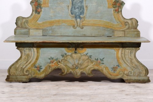 Louis XIV - First Half 18th Century, Italian Lacquered Wood Bench