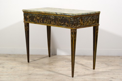 18th century, Tuscany Neoclassical Lacquered and Giltwood Console Table - 