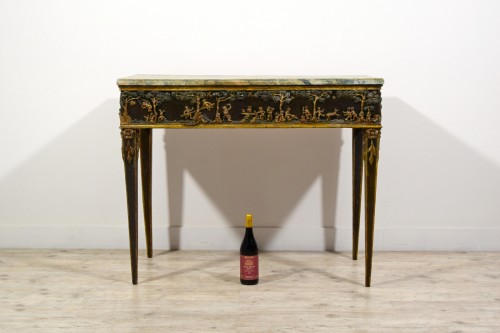 18th century, Tuscany Neoclassical Lacquered and Giltwood Console Table - 