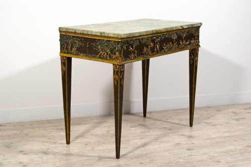  - 18th century, Tuscany Neoclassical Lacquered and Giltwood Console Table
