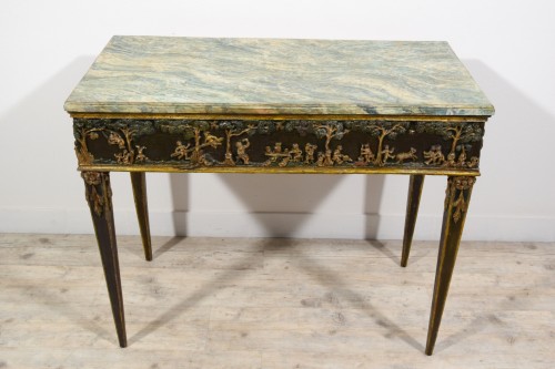 Antiquités - 18th century, Tuscany Neoclassical Lacquered and Giltwood Console Table