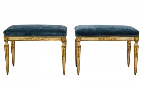 Late 18th Century, Pair of Naples Neoclassical Stools 