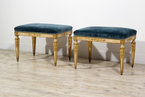 Late 18th Century, Pair of Naples Neoclassical Stools  - Seating Style Louis XVI