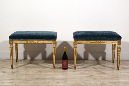 Late 18th Century, Pair of Naples Neoclassical Stools  - Louis XVI