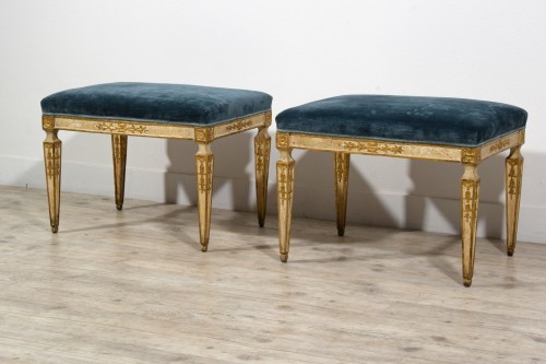Louis XVI - Late 18th Century, Pair of Naples Neoclassical Stools 