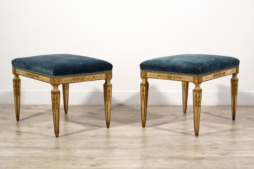 Antiquités - Late 18th Century, Pair of Naples Neoclassical Stools 