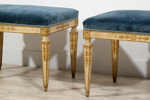 Antiquités - Late 18th Century, Pair of Naples Neoclassical Stools 