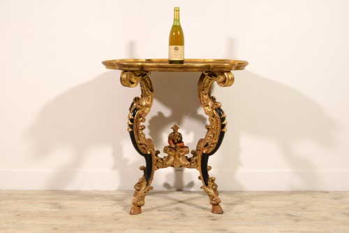 Louis XV - 18TH century, Italian Baroque Lacquered Wood Center Table