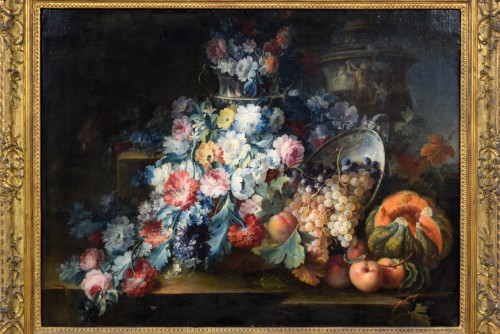 Tableaux et dessins Tableaux XVIIIe siècle - Michele Antonio Rapos (1733–1819), Nature morte de fleurs et fruits