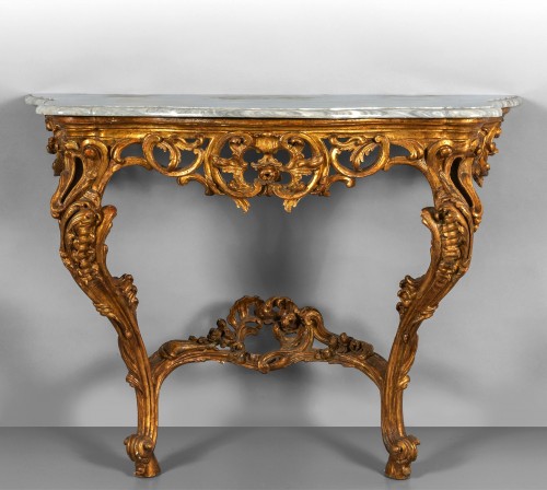 Carved and gilded wooden console, Italy, Barocchetto period mid-18th centu - Furniture Style Louis XV