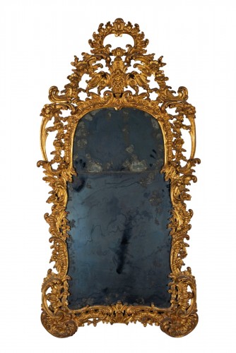 18th Century, Italian Giltwood Baroque Mirror 