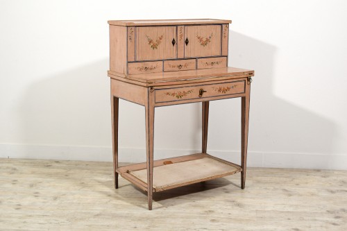 Bonheur du jour en bois laqué, Italie fin du XVIIIe siècle - Mobilier Style Louis XVI