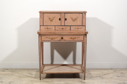 Mobilier Bureau et Secrétaire - Bonheur du jour en bois laqué, Italie fin du XVIIIe siècle