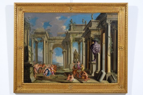 17th Century, Pair Italian Paintings With Architectural Capriccio By Albert - 