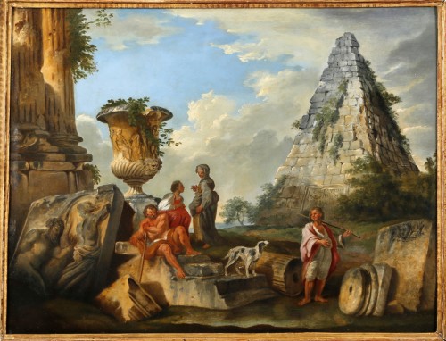 Tableaux et dessins Tableaux XVIIIe siècle - Pyramide de Caio Cestio, École italienne du XVIIIe siècle