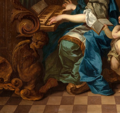 XVIIe siècle - École Romaine du XVIIe siècle, Sainte Cécile avec des anges en concert