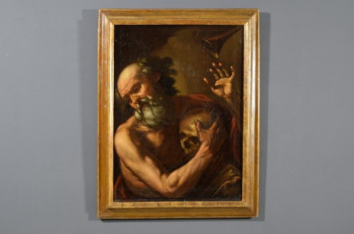Saint Jérôme entendant la trompette du Jugement dernier, École napolitaine du XVIIe siècle - Tableaux et dessins Style 