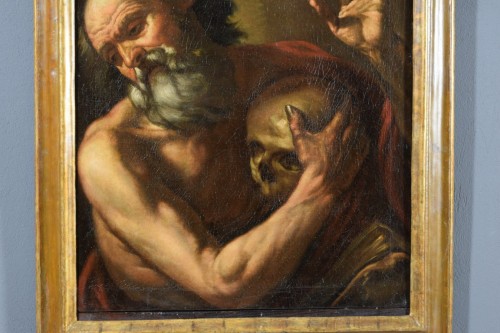Saint Jérôme entendant la trompette du Jugement dernier, École napolitaine du XVIIe siècle - Brozzetti Antichità