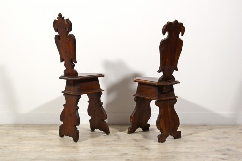  - Two walnut stools, Tuscany early 18th century