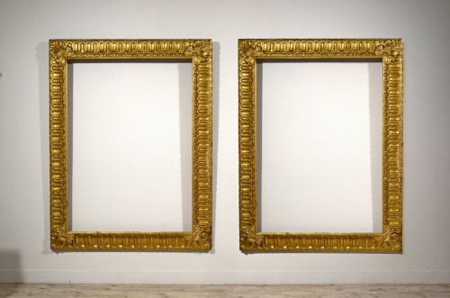 Pair of Baroque Carved and Giltwood Frames, Tuscany 18th Century - Paintings & Drawings Style Louis XV