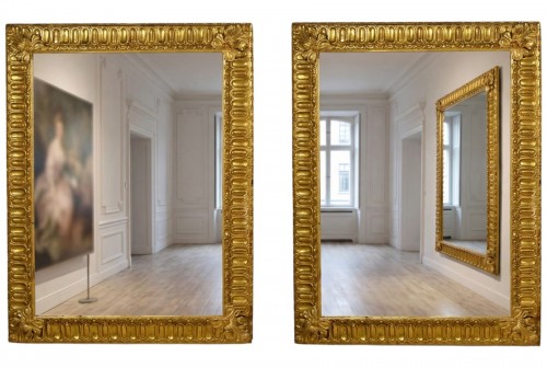 Paire de miroirs en bois sculpté et doré, Toscane milieu du XVIIIe siècle