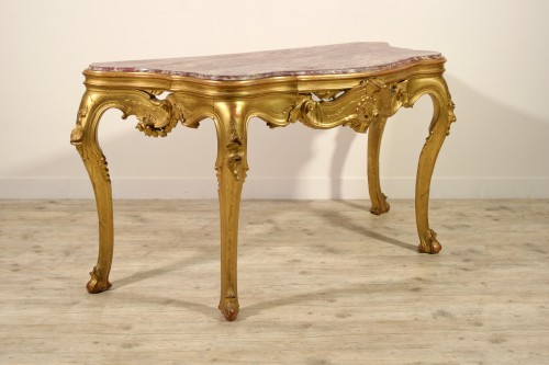 Mobilier Console - Console vénitienne en bois sculpté et doré, XIXe siècle