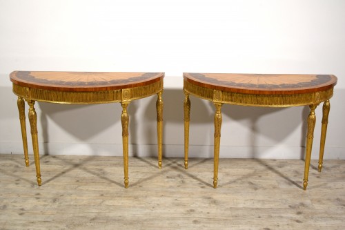 Rare Pair of demi-lune consoles, England, late 18th – early 19th century - Furniture Style 