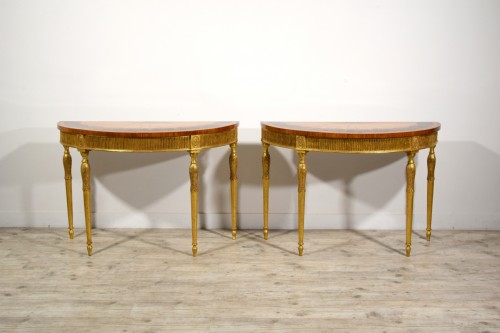  - Rare Pair of demi-lune consoles, England, late 18th – early 19th century