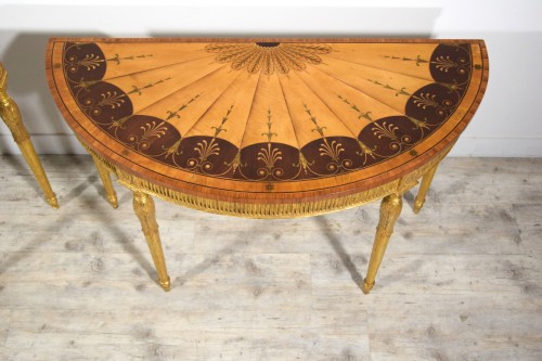 Antiquités - Rare Pair of demi-lune consoles, England, late 18th – early 19th century