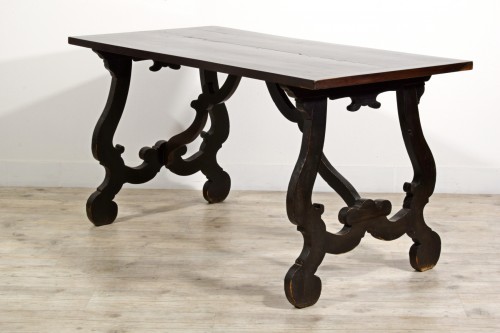 Paire de tables en bois avec plateau plaqué et marqueté, Toscane XVIIIe siècle - 