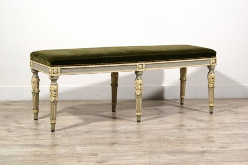 Neoclassical Lacquered Wood Bench, Piedmont, Late 18th Century - Seating Style Louis XVI