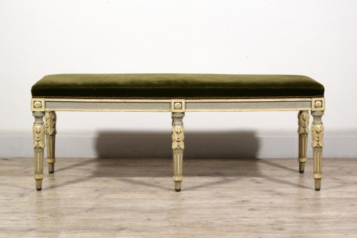 Seating  - Neoclassical Lacquered Wood Bench, Piedmont, Late 18th Century