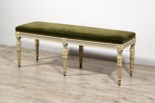 Neoclassical Lacquered Wood Bench, Piedmont, Late 18th Century - 