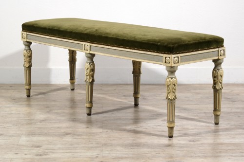 Louis XVI - Neoclassical Lacquered Wood Bench, Piedmont, Late 18th Century