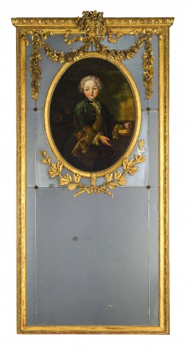 Miroir à trumeau en bois sculpté et doré, Italie, début du XIXe siècle